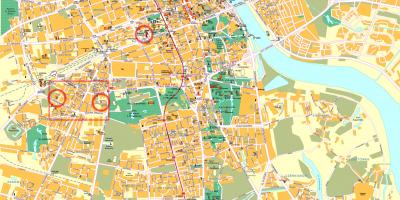 Straat kaart van Warskou city centre