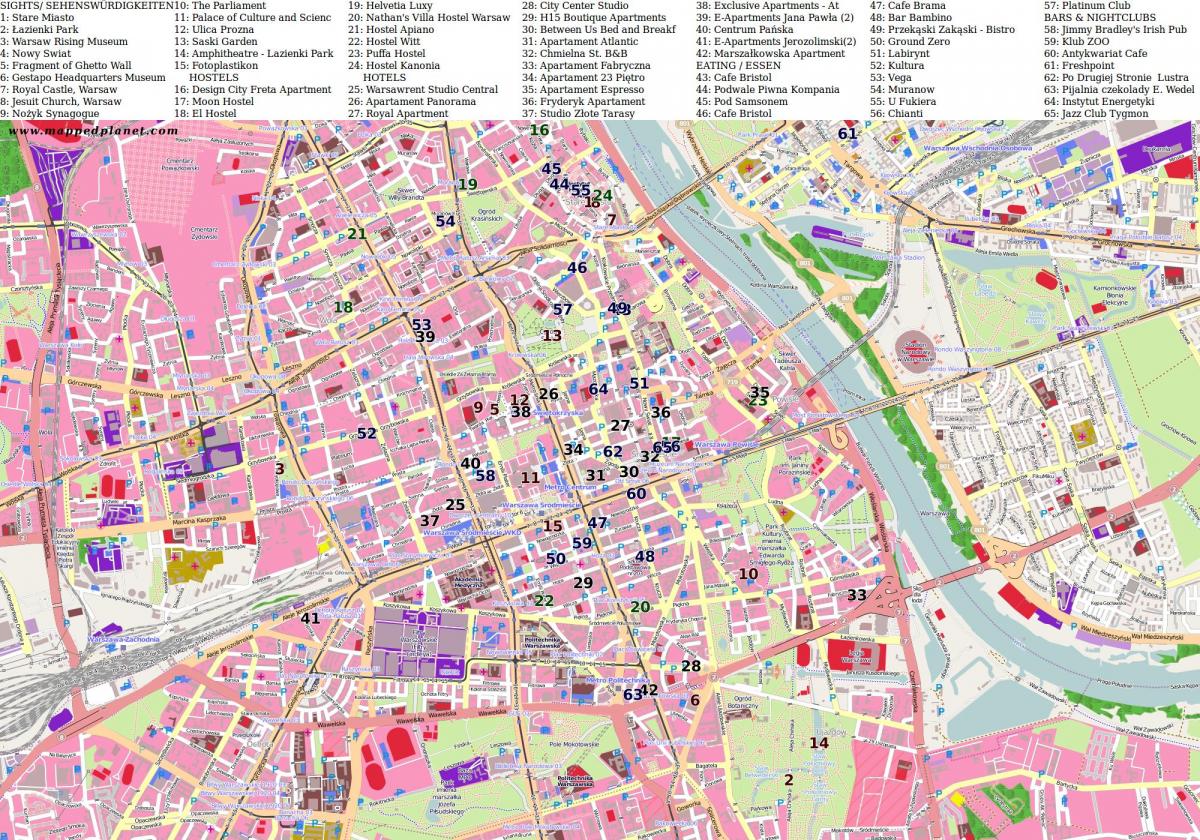 Kaart van Warskou city 