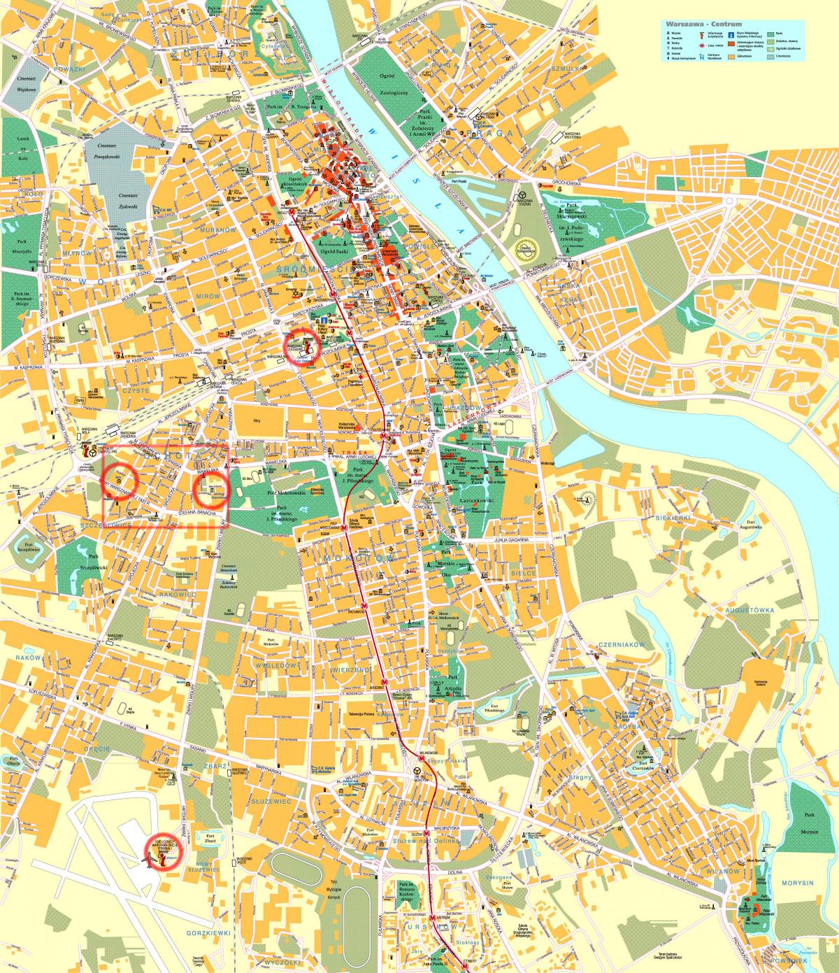 straat kaart van Warskou city centre