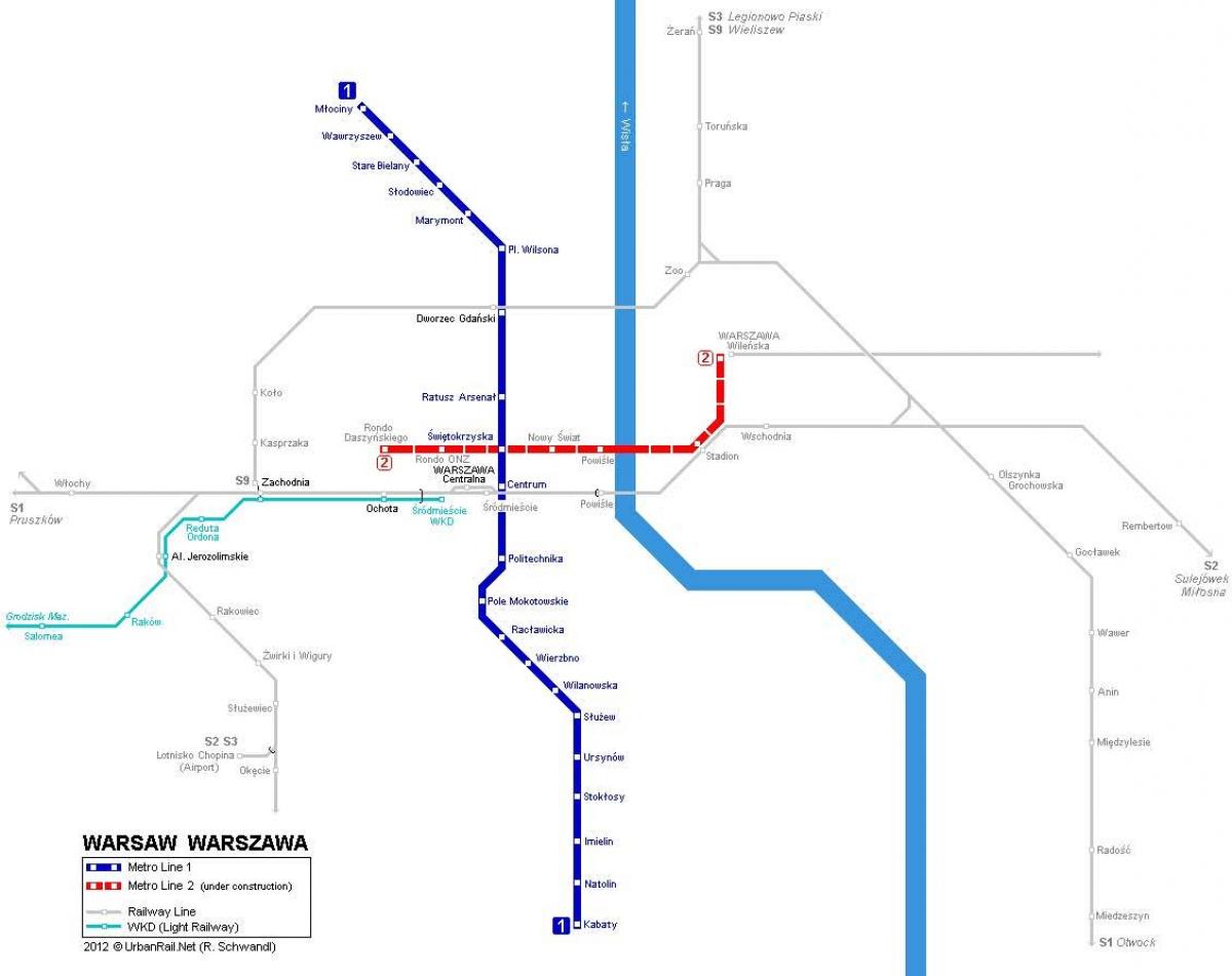 kaart metro Warskou